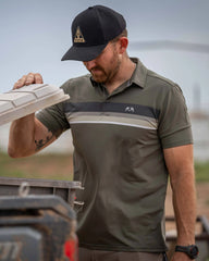 KUIU Performance Polo Stripe | Steel Blue Chest Stripe