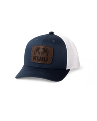 Youth Leather Patch Mesh Back Hat | Navy/White