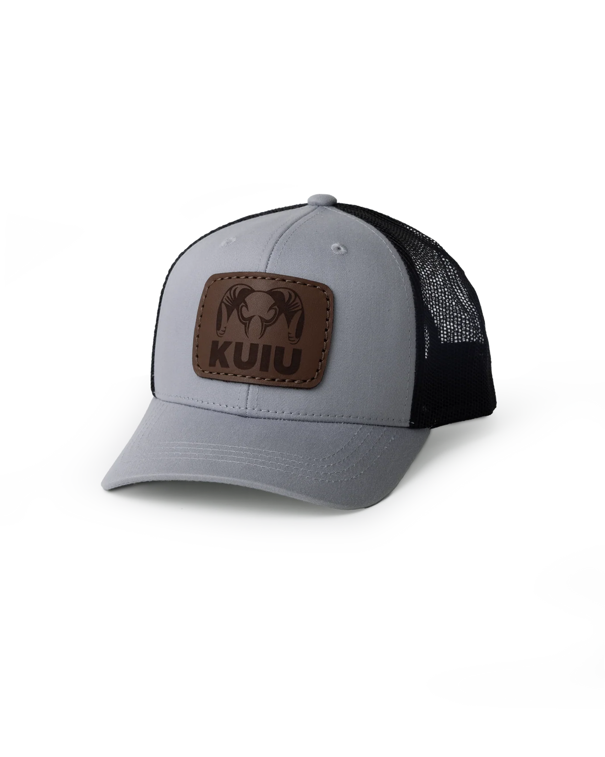 Youth Leather Patch Mesh Back Hat | Heather Grey/Black